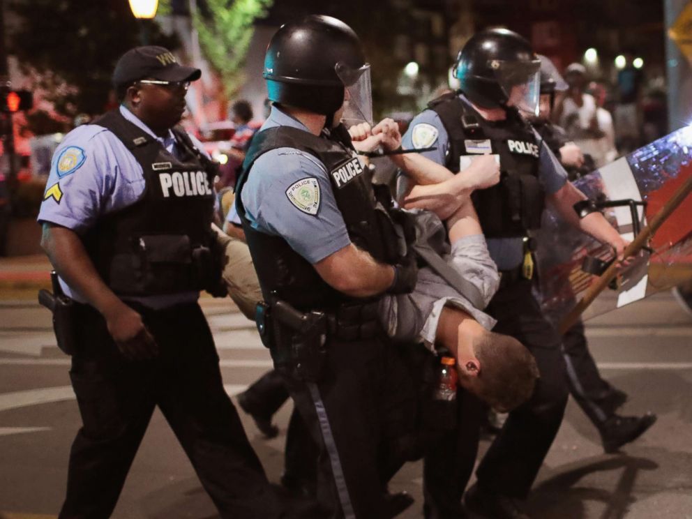 PHOTO: Police arrest a demonstrator protesting the acquittal of former St. Louis police officer Jason Stockley, Sept. 16, 2017, St. Louis.