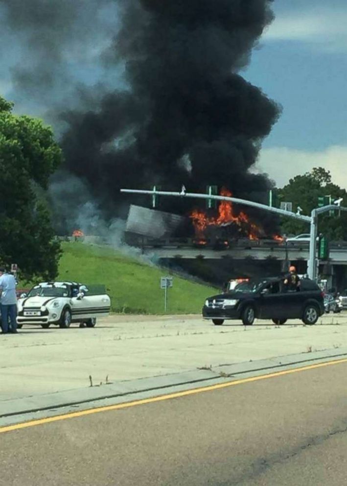 Four people were killed and 13 injured in a fiery crash near Covington, Louisiana, on Saturday, May 26, 2018.