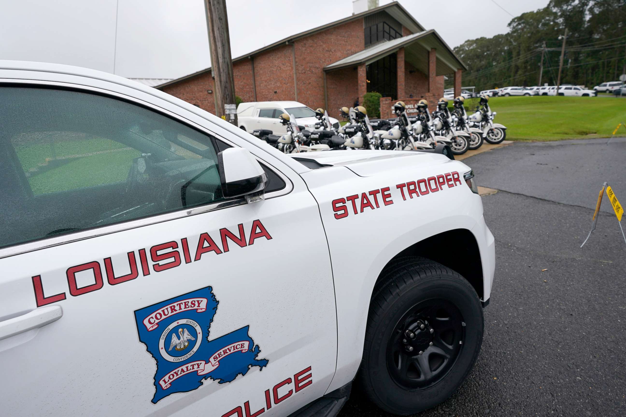 PHOTO: Louisiana State Police is seen at the New Chapel Hill Baptist Church in West Monroe, La., Sept. 25, 2020.
