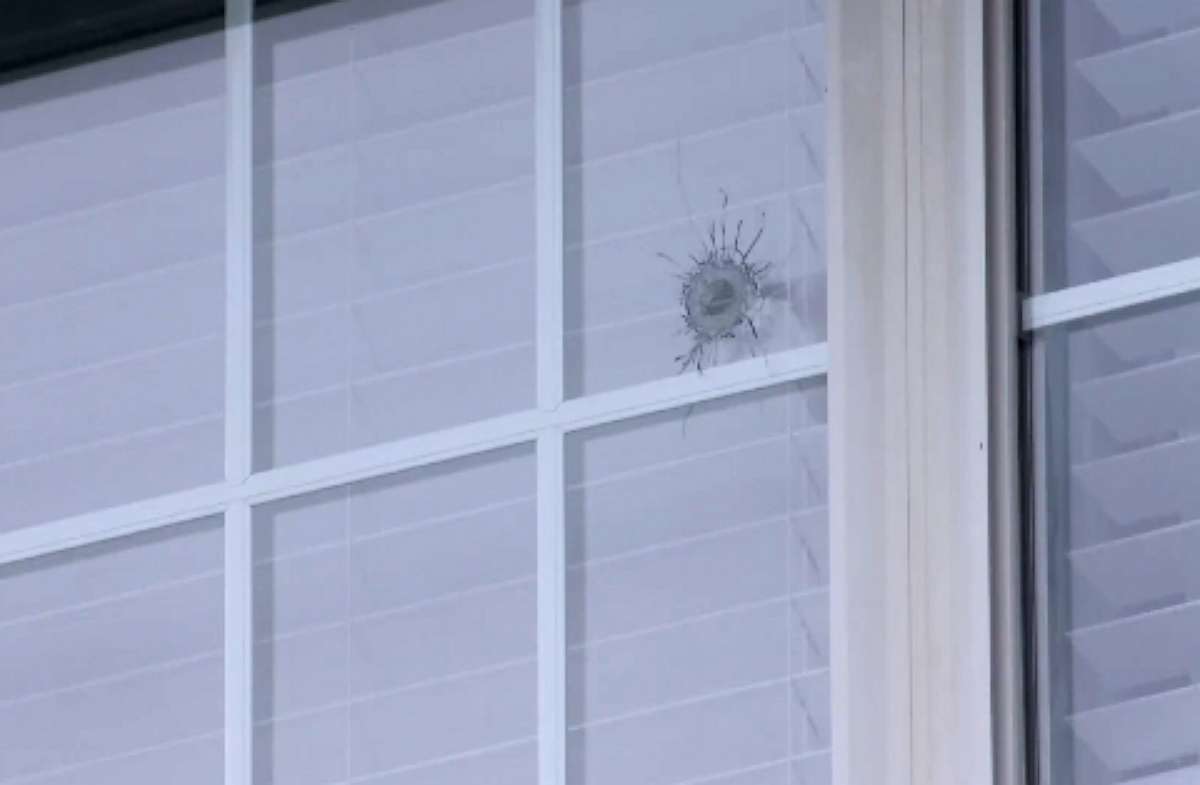 PHOTO: Bullet holes can be seen nearly two weeks after a shootout near an apartment complex in Louisville, Kentucky.