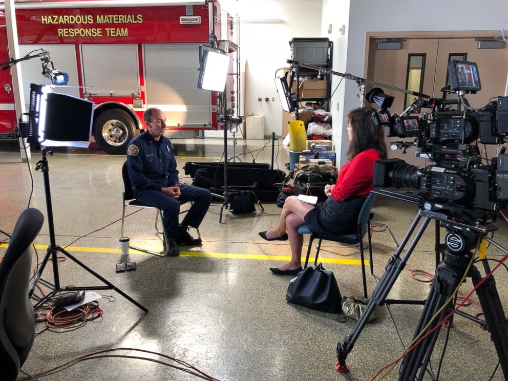 PHOTO: Nightline's Juju Chang interviews Assistant Fire Marshal, Paul Lowenthal, about the 2017 Tubbs Fire.