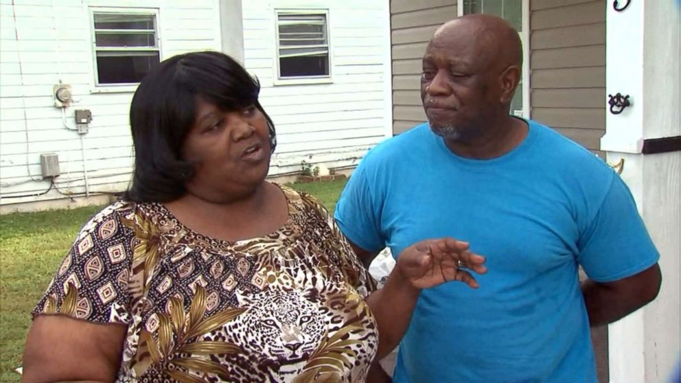 PHOTO: Linda and Maceo Bostic speak to ABC News outside their home in Lumberton, N.C., Sept. 12, 2018.