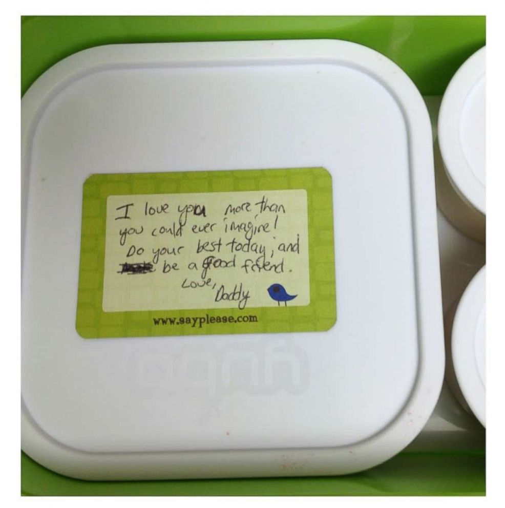 PHOTO: Beau Coffron writes notes for his kids' lunchboxes to add a personal touch.