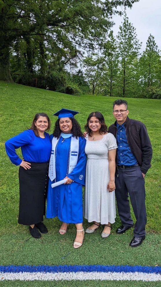PHOTO: Luz Andrade and her family are shown at her graduation from Marymount University in May, 2022.