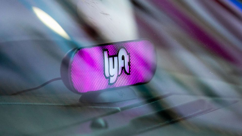 PHOTO: A Lyft Inc. light sits on the dashboard of a vehicle in New York, May 8, 2019.