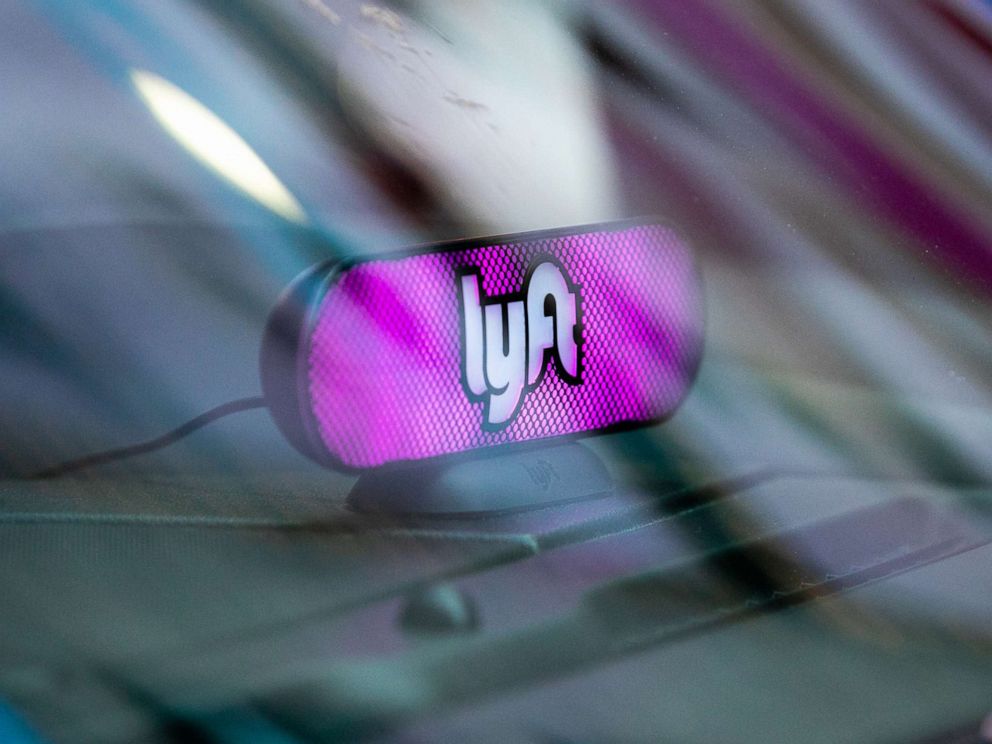 PHOTO: A Lyft Inc. light sits on the dashboard of a vehicle in New York, May 8, 2019.