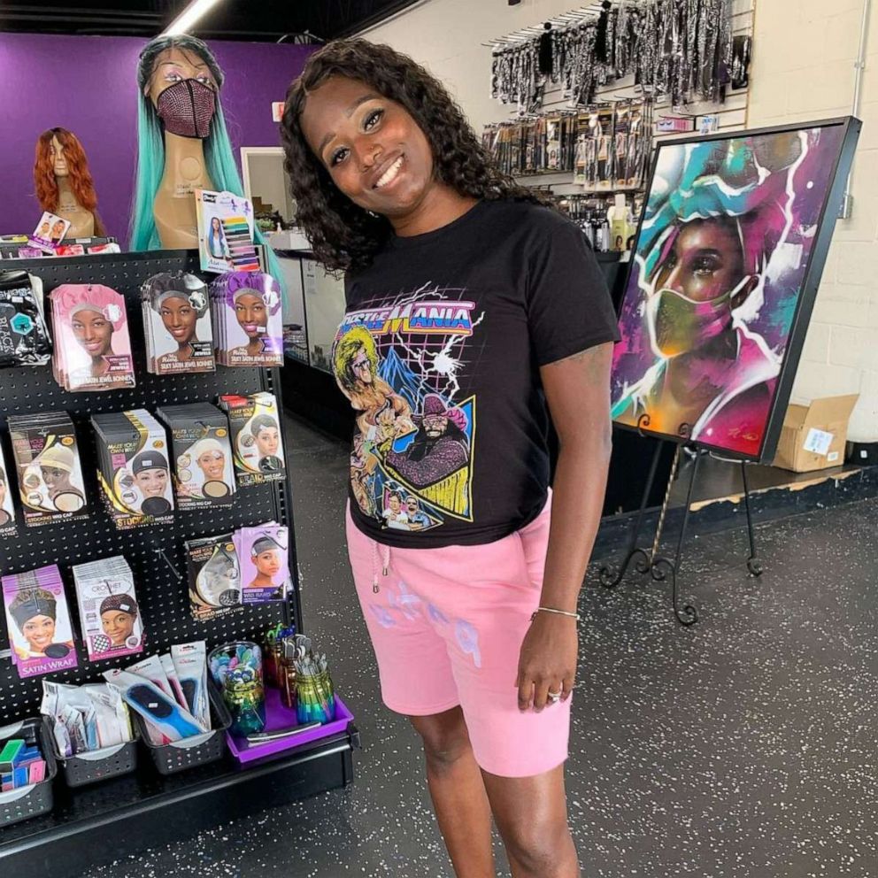 PHOTO: Rodesia Scott, owner of Lynn's Beauty Depot opened her Beauty Supply Business during Juneteenth in Desoto, Texas.