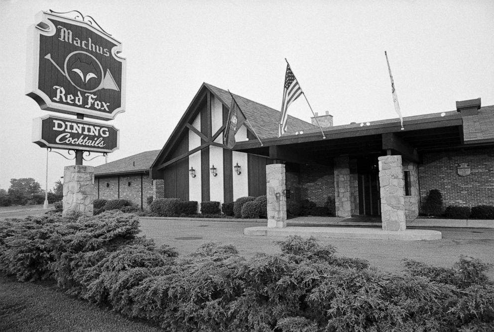 PHOTO: Machus Red Fox restaurant in Bloomfield Township, Mich., is pictured circa August 1975. Jimmy Hoffa was last seen standing outside the restaurant on July 30, 1975.