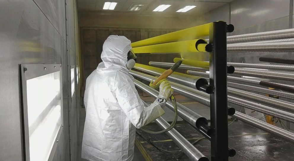 PHOTO: Sportsfield Specialties employs about 100 people, who weld, shape and paint about 1,000 goal posts a year in Delhi, N.Y. 