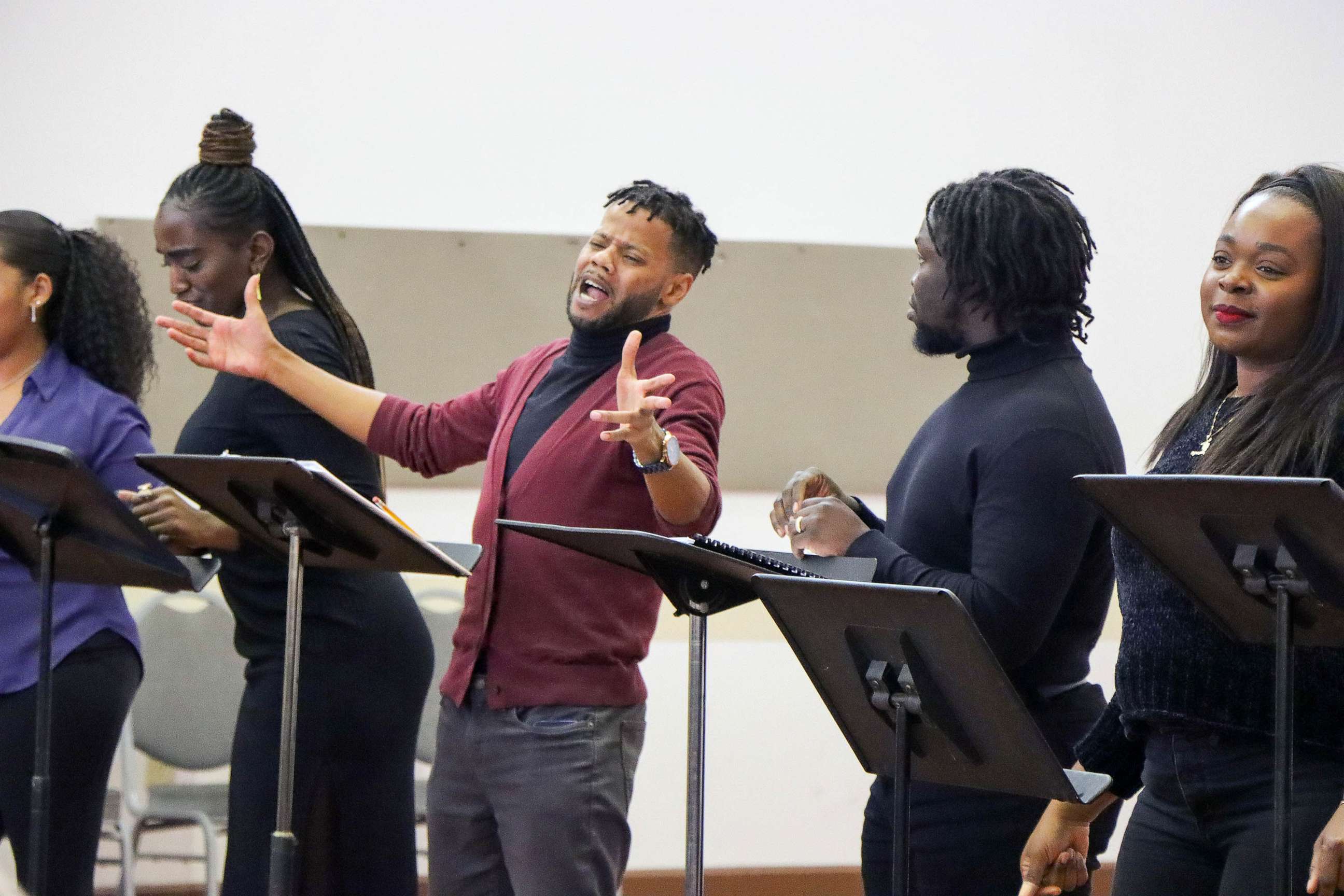 PHOTO: A rehearsal for "Madison Lodge" by Tre'von Griffith, part of Opera Theatre of St. Louis' New Works Collective.