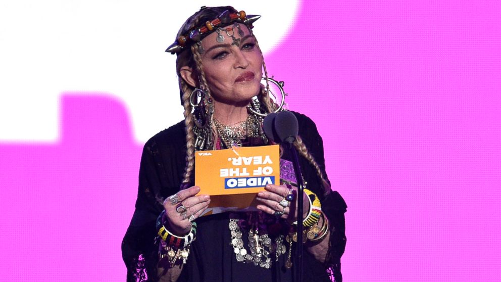 Madonna presents the award for video of the year at the MTV Video Music Awards at Radio City Music Hall on Monday, Aug. 20, 2018, in New York. 
