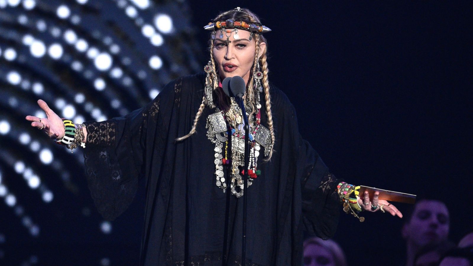 Madonna presents the award for video of the year at the MTV Video Music Awards at Radio City Music Hall on Monday, Aug. 20, 2018, in New York.