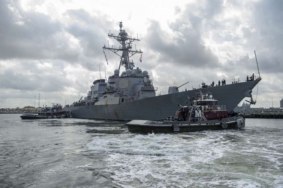 PHOTO: The Arleigh Burke-class guided-missile destroyer USS Mahan (DDG 72) returns to its homeport of Norfolk, Va.