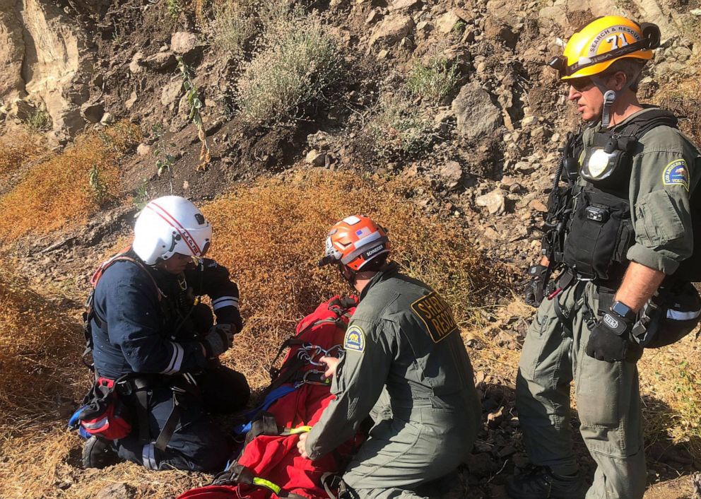 PHOTO: Rescue teams worked together to save hikers in Malibu, Calif., Sept 2, 2019.