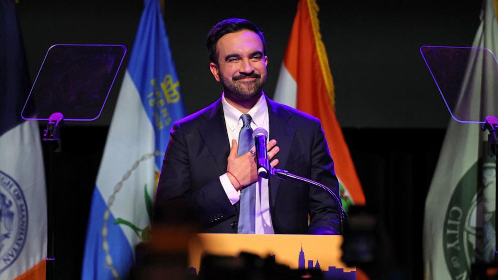 PHOTO: New York City Mayoral candidate Zohran Mamdani celebrates during an election night event in Brooklyn, New York City, November 4, 2025.