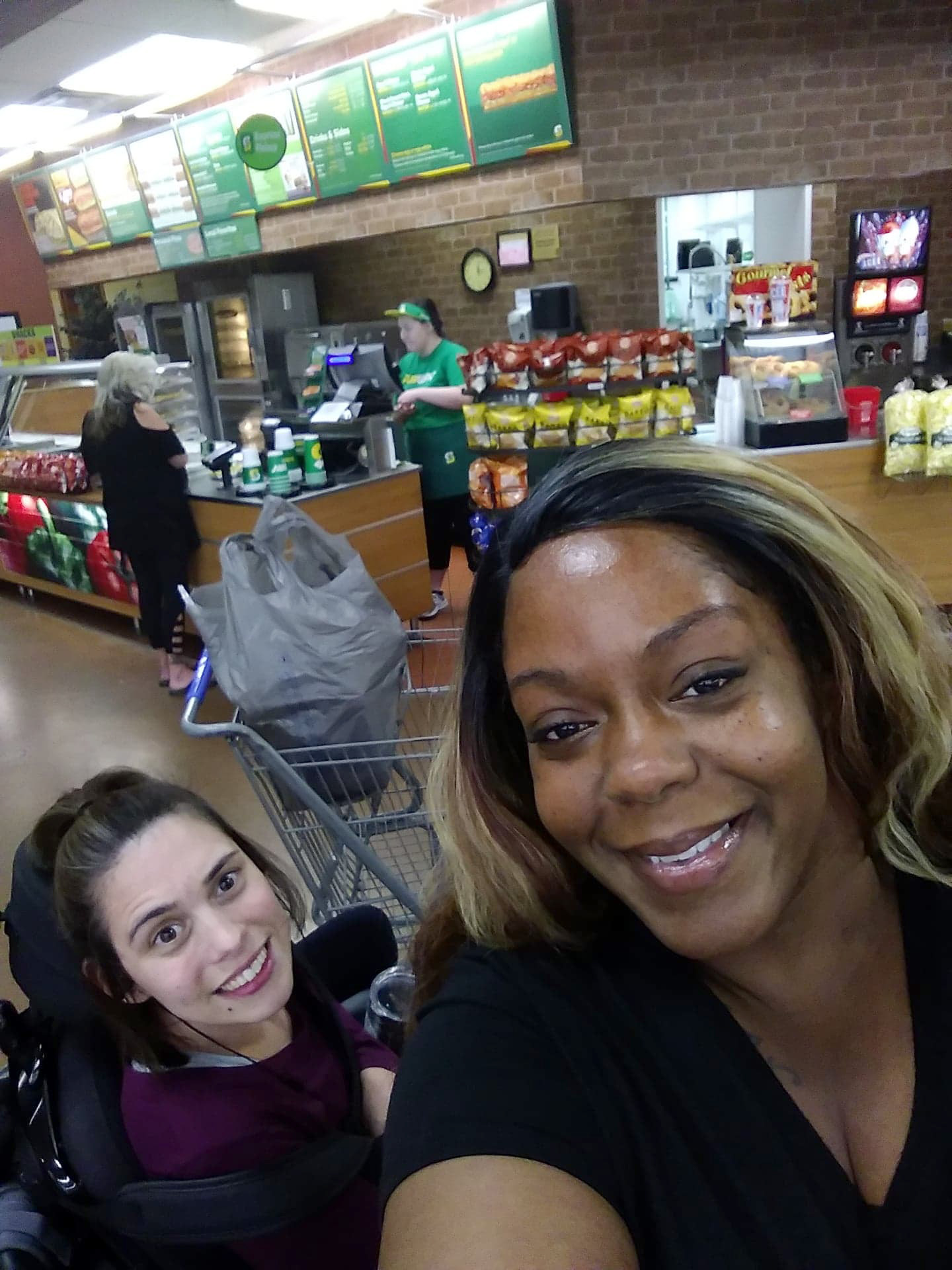 PHOTO: Angela Peters and Ebony Harris in Walmart in Michigan. 