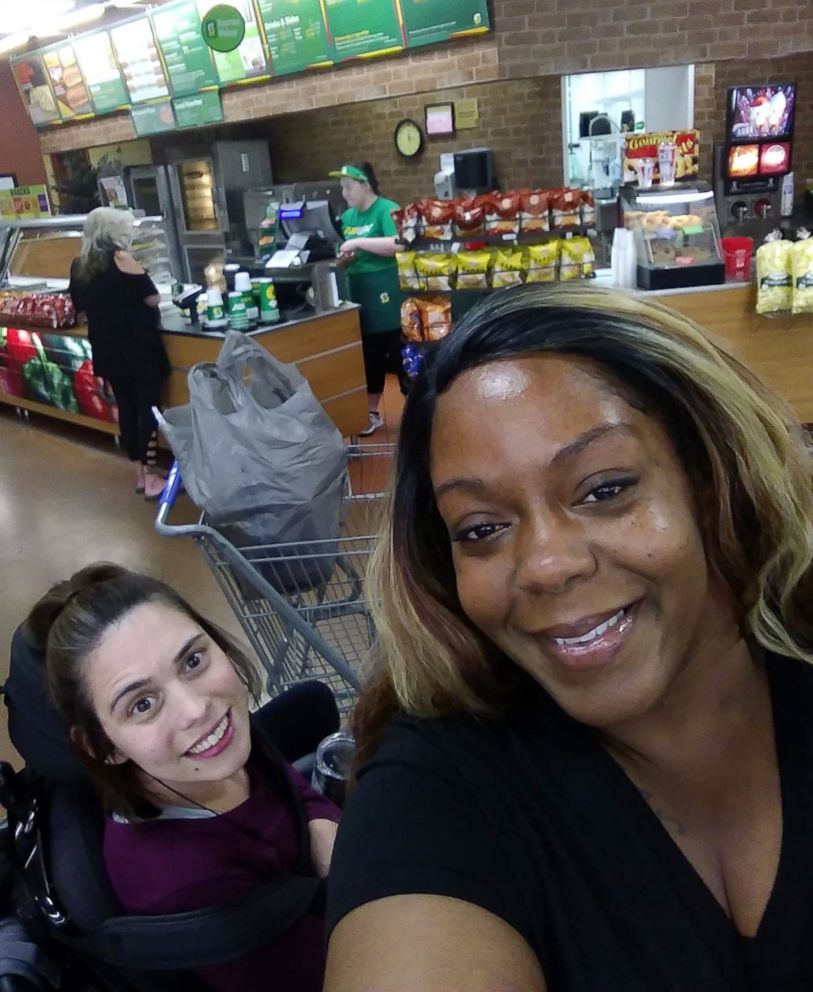 PHOTO: Angela Peters and Ebony Harris in Walmart in Michigan. 