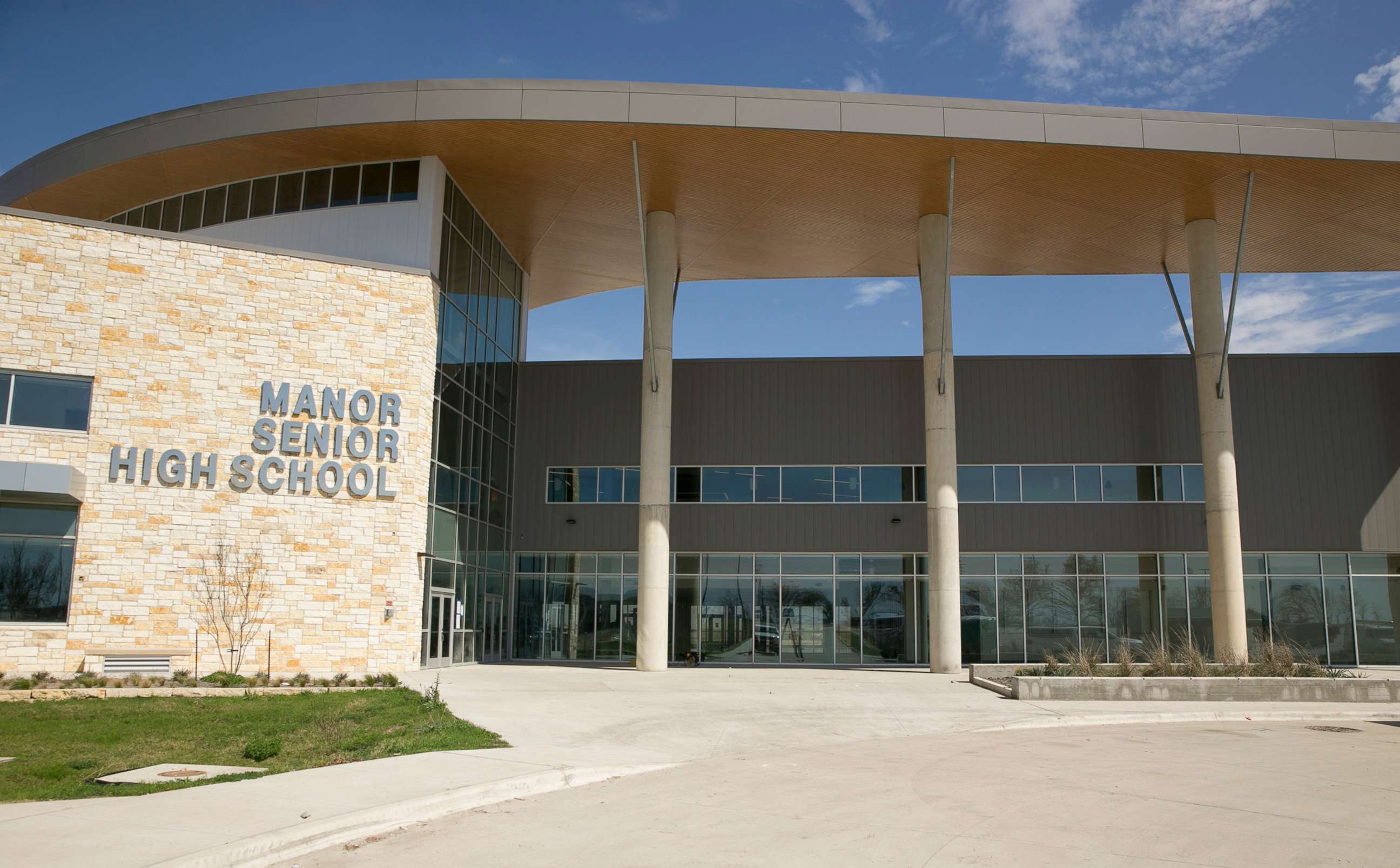 PHOTO: A photo shows the exterior of Manor Senior High School in Manor, west of Austin, Texas, March 1, 2018.