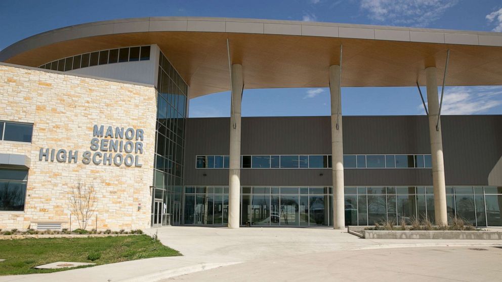 PHOTO: A photo shows the exterior of Manor Senior High School in Manor, west of Austin, Texas, March 1, 2018.
