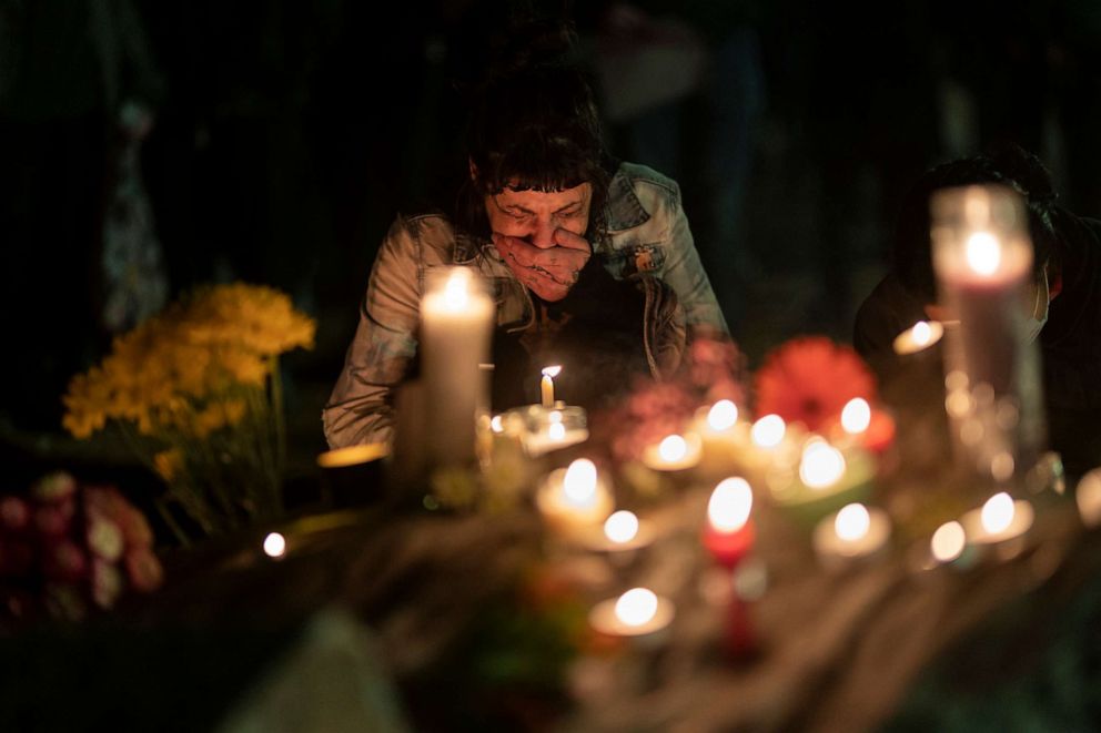 PHOTO: A woman becomes emotional during a vigil and memorial for Manuel Teran, Jan. 20, 2023, in Atlanta.