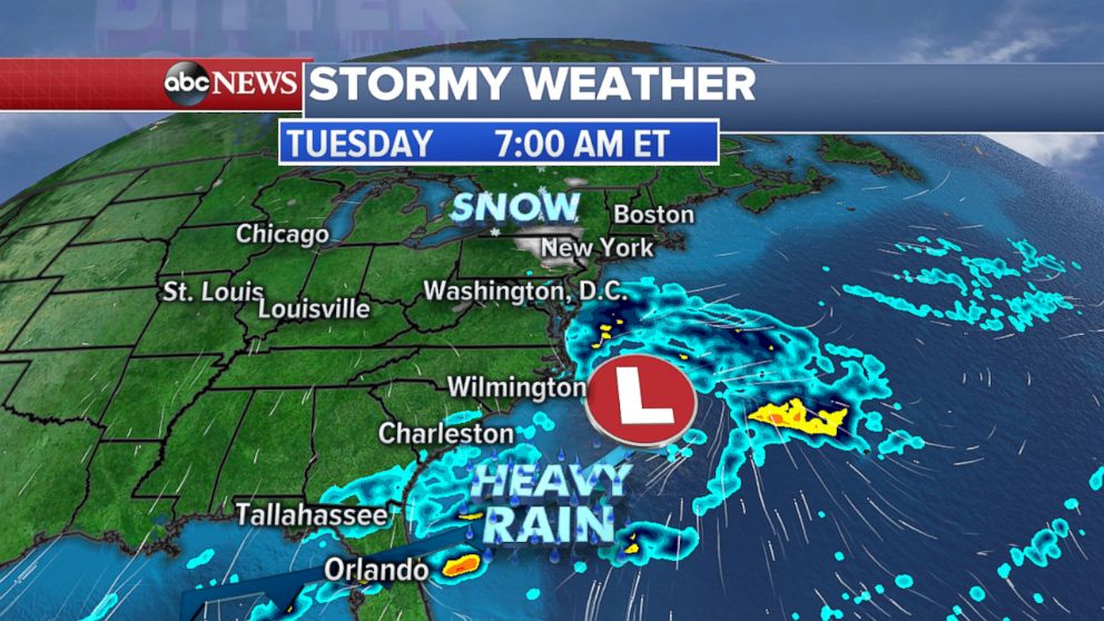 PHOTO: Snow is possible in the north, while heavy rain is possible in the south.