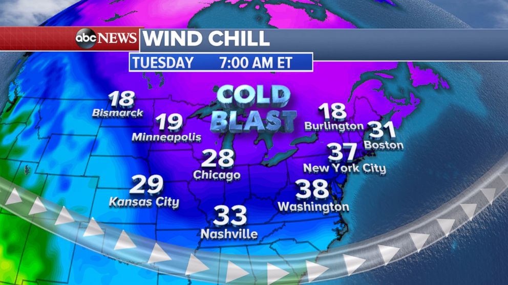 PHOTO: Another chilly morning is forecast on Tuesday for the Midwest and the Northeast.