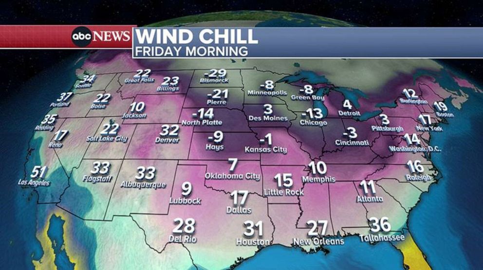 PHOTO: An arctic blast will follow a winter storm, with wind chill temperatures dipping as low as 50 below zero in parts of the Northern Plains.