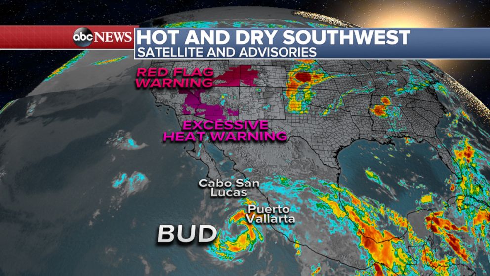 PHOTO: An ABC News weather map shows hot and dry weather predicted for the Southwestern U.S.