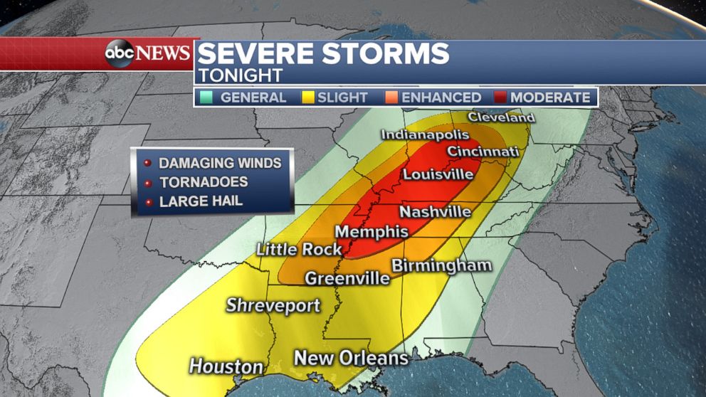 Severe Weather Outbreak Expected From Texas To Ohio Bringing Tornadoes