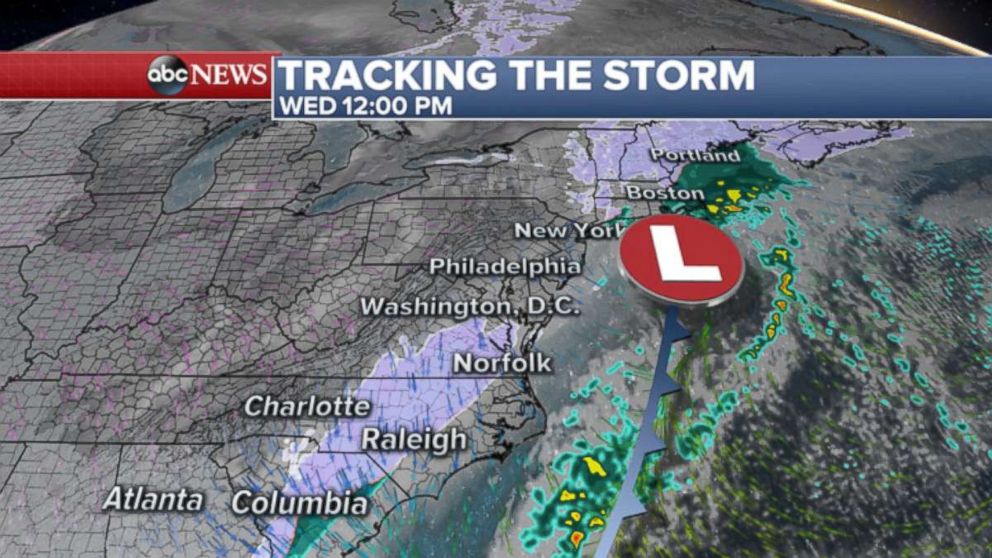 PHOTO: Snow continues into Wednesday afternoon for the Carolinas and northern New England.