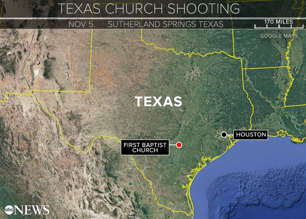 Map Of Texas Sutherland Springs 26 dead, 20 injured in massacre at rural Texas church in worst 