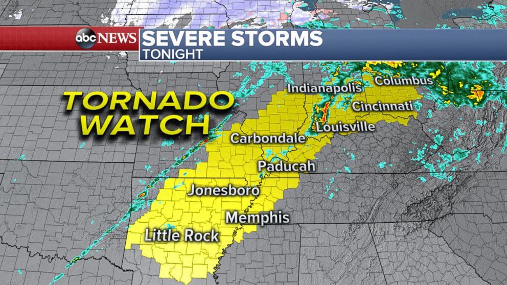 Severe weather outbreak expected from Texas to Ohio, bringing tornadoes
