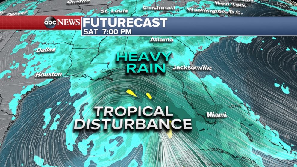 PHOTO: Weather map shows a tropical system expected to move north into the Gulf of Mexico by Saturday.
