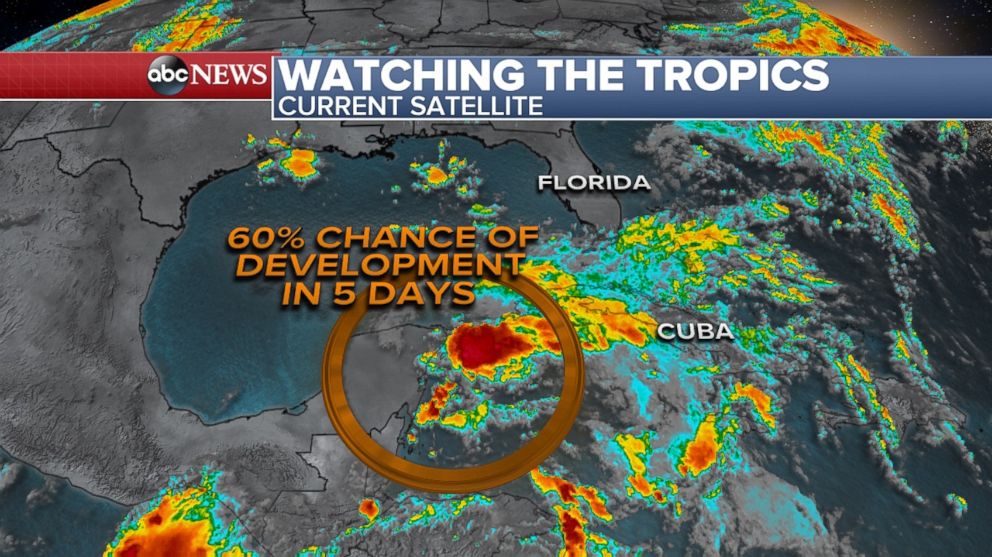 PHOTO: Weather map shows a 60% chance of tropical development over the next 5 days.