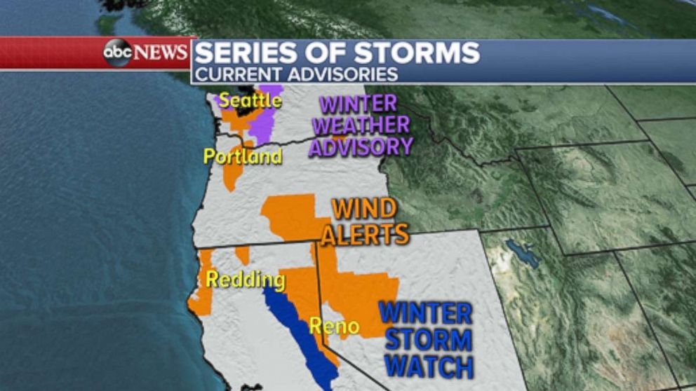 PHOTO: A series of storms is expected to bring rain, strong winds and heavy mountain snow to the Northwest this week.