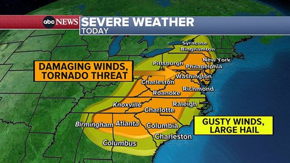 PHOTO: The threat for severe weather shifts to the eastern United States on Aug. 7, 2023.