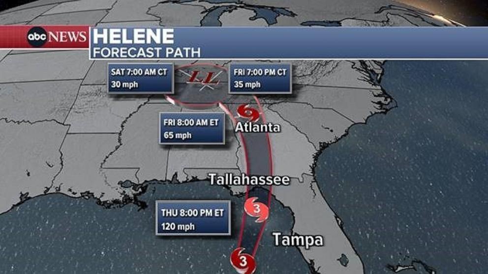 PHOTO: Helene forecast path.