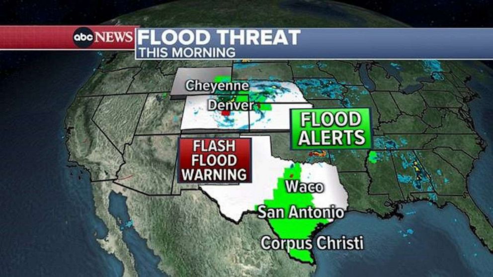 PHOTO: The National Weather Service issued flood alerts from Wyoming to Texas on May 12, 2023.