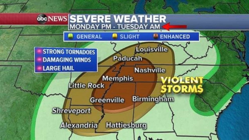 PHOTO: There is a chance of tornadoes in Tennessee and surrounding states.