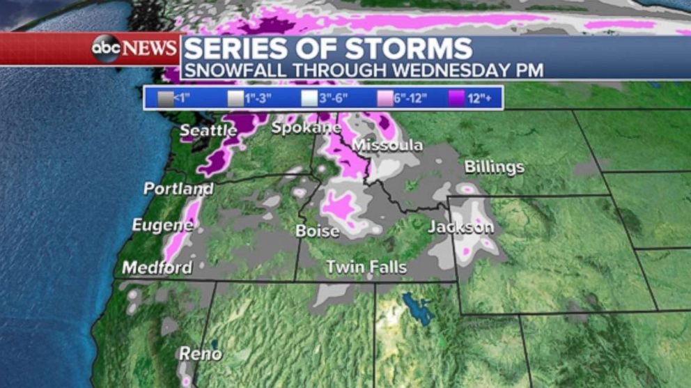 PHOTO: Another storm will move into the Northwest on late Tuesday and Wednesday and has the chance to bring more widespread snow.