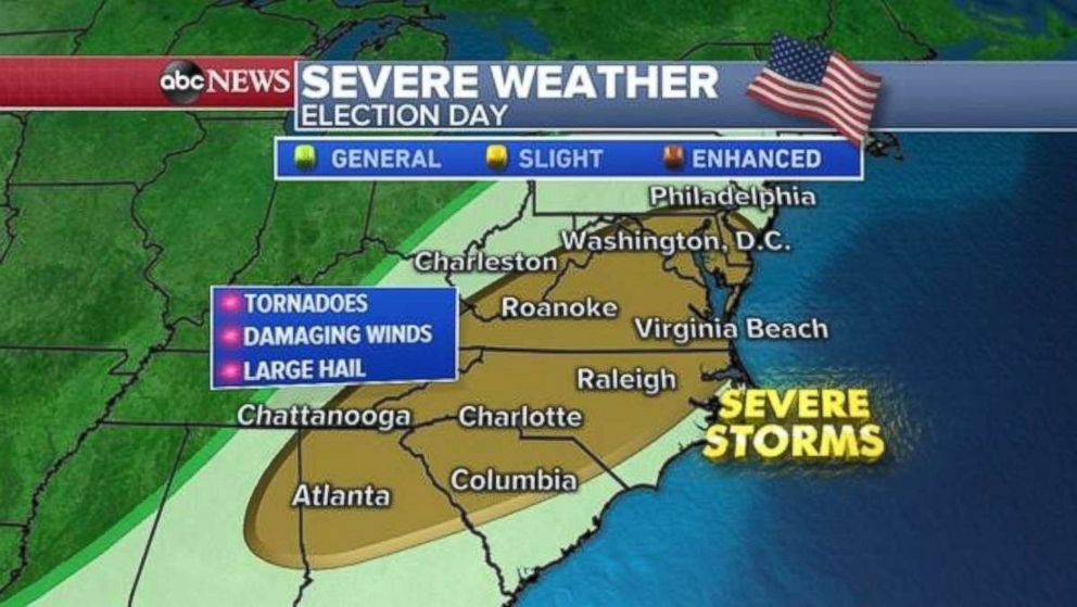 PHOTO: Severe weather is expected to hit the Northeast on Election Day.