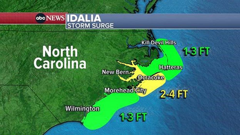 PHOTO: Storm surge and coastal flooding from Tropical Storm Idalia hit North Carolina and its Outer Banks barrier islands on the morning of Aug. 31, 2023.