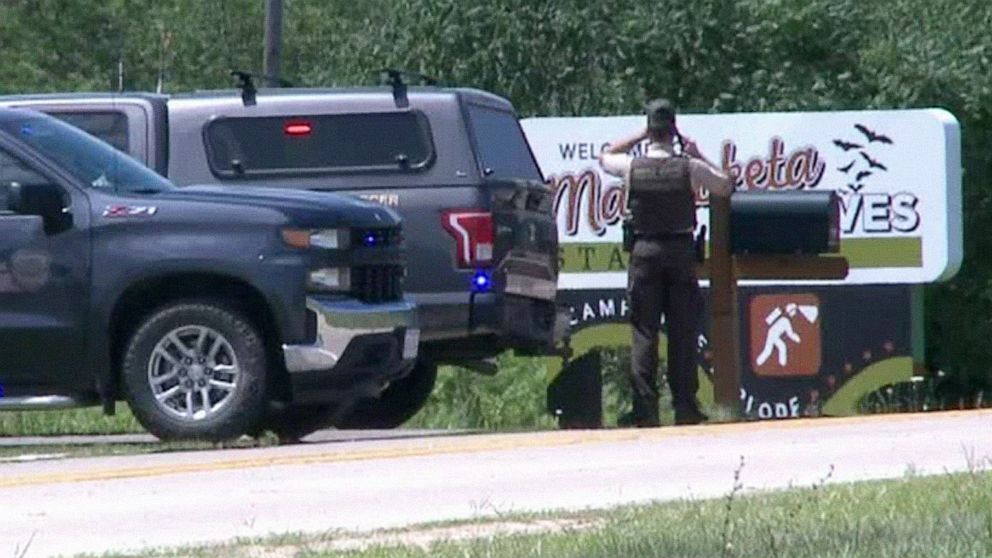 PHOTO: Law enforcement responded to a deadly shooting at Maquoketa Caves State Park in Jackson County, Iowa, July 22, 2022.