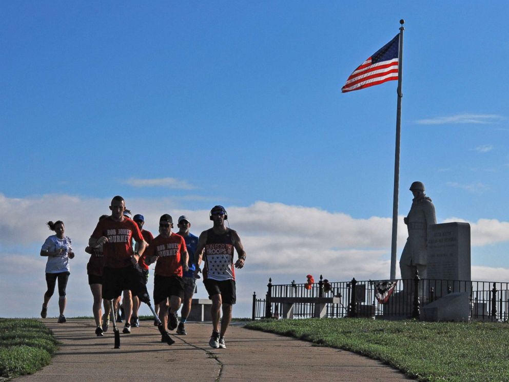 PHOTO: Rob Jones runs on Castle Island in Massachusetts, Oct. 15th, 2017.