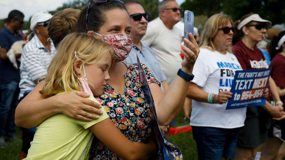 PHOTO: Demonstrators join the "March for Our Lives" rally at Pine Trails Park in Parkland, Fla., June 11, 2022.