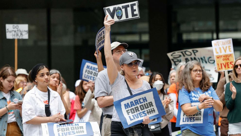 PHOTO: Demonstrators join the "March for Our Lives" rally in Chicago, June 11, 2022.