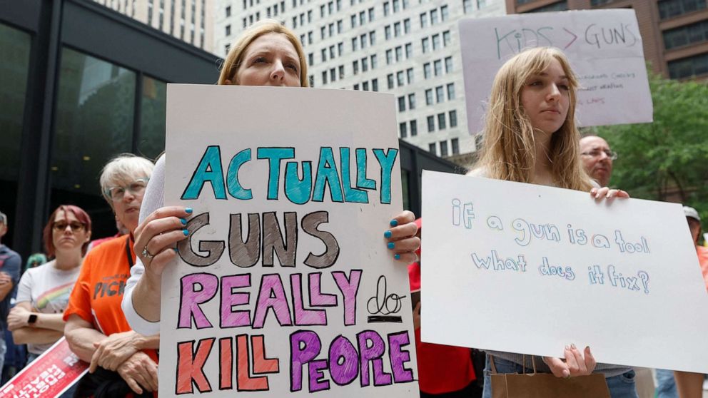 PHOTO: Demonstrators join the "March for Our Lives" rally in Chicago, June 11, 2022.