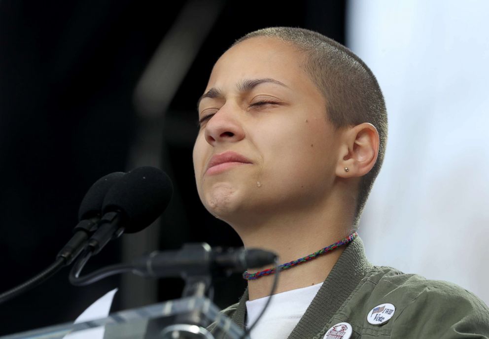 PHOTO: Marjory Stoneman Douglas student Emma Gonzalez weeps as she speaks to the crowd that gathers in Washington D.C. for the March For Our Live rally in the wake of the shooting at Marjory Stonemason Douglas High School in Parkland.