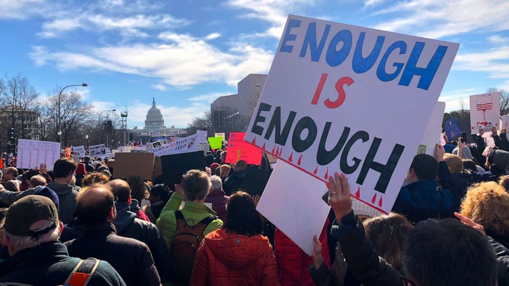 PHOTO: Over 750,000 people gathered on Pennsylvania Avenue in Washington DC to protest lawmakers and politicians for change in gun laws, on March 24, 2018.