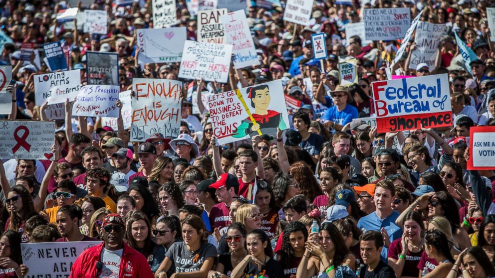 PHOTO: Protesters participate in March for Our Lives rally in Parkland, Fla., March 24, 2018.